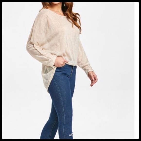 Dolman Sleeve High Low Apricot Tunic Large - Picture 3 of 5